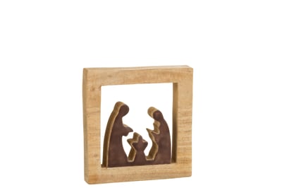 Creche carree bois marron/blanc large Creche carree bois marron/blanc large