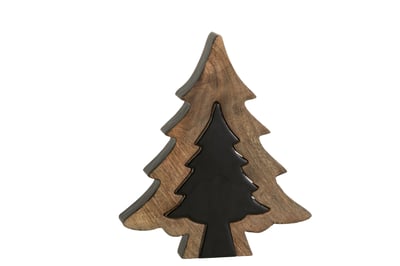 Sapin puzzle bois noir/naturel small