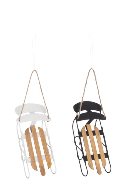 Suspensions luges metal/contreplaque noir/blanc assortiment de 2 Suspensions luges metal/contreplaque noir/blanc assortiment de 2