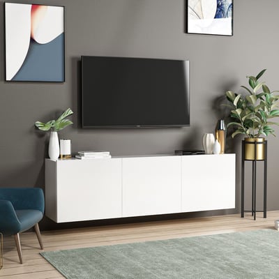 White Meuble TV | 100 % MÉLAMINE | Blanc