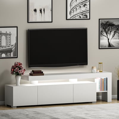 Beliz Meuble TV | 100 % MÉLAMINE | Blanc