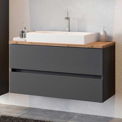 Meuble lavabo Pisca 100cm 2 tiroirs - graphite Meuble lavabo Pisca 100cm 2 tiroirs - graphite