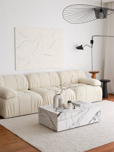 Del Sofa Atelier Canapé 3 places en tissu Teddy blanc