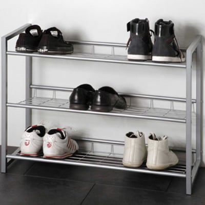 Étagère à chaussures Leonore 80cm, 3 étagères - aluminium