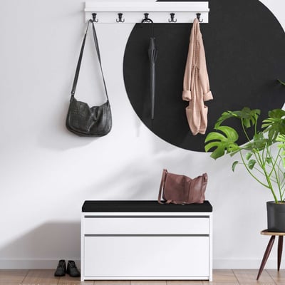 Dory Meuble à chaussures | 100 % MÉLAMINE | Blanc, Noir