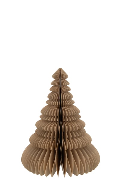 Sapin de noel a poser pliant papier beige large Sapin de noel a poser pliant papier beige large