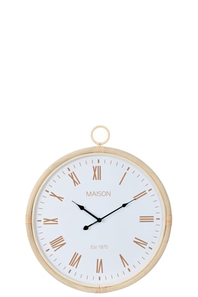 Horloge murale kyr rottin/mdf naturel/blanc medium