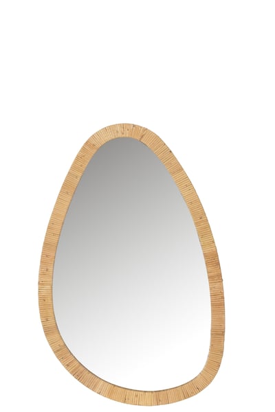 Miroir paille rottin/verre naturel medium