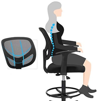 Chaise De Bureau Ergonomique Avec Support Lombaire Appuitu00eate Accoudoirs Ru00e9glables Fauteuil De