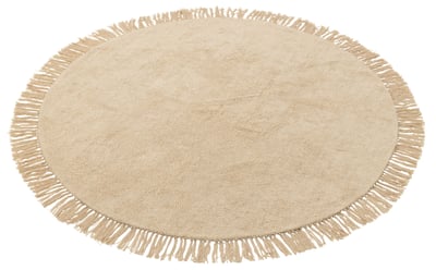 Tapis rond+franges beige clair