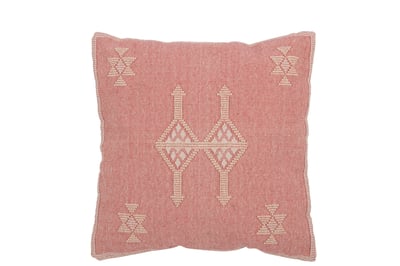 Coussin diamants+fleches coton peche/rose