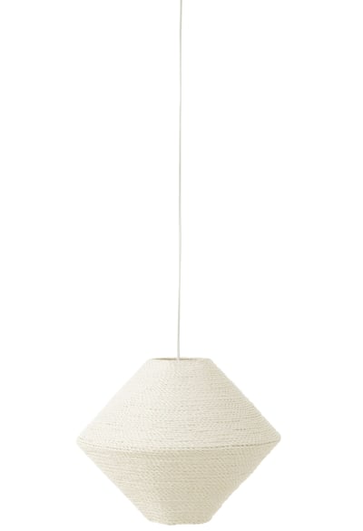 Lampe suspendue soucoupe raffia blanc large