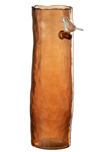 Vase long oiseau verre orange large