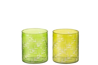 Photophore feuil verre vert large assortiment de 2