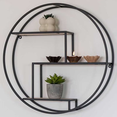 Set d'étagères murales rondes Meghan | Ø62 x 14 cm | Noir