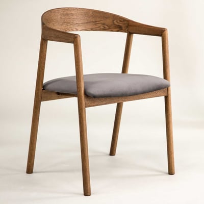 Chaise de salle à manger Långön - Frêne, tissu marron - 56x77x53 cm