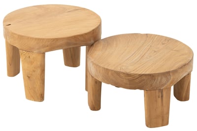 Set de 2 tables rondes tek naturel