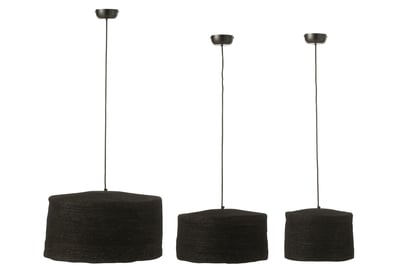 Set de 3 lampes suspendues moonj jonc noir