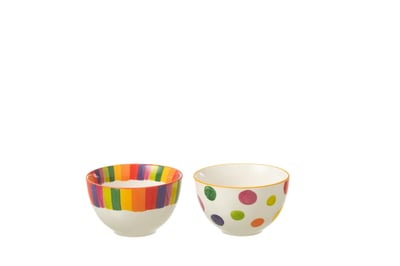Boite 4 tasse+sous-tasse polka pois ligne porcelaine mix small assortiment de 2