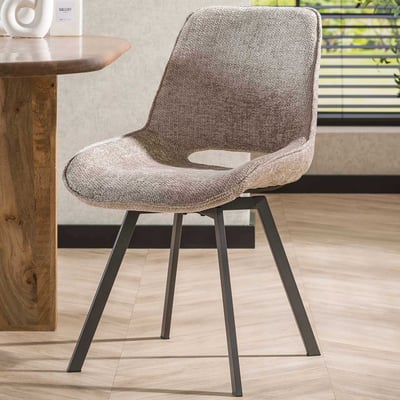 Chaise de salle à manger pivotante Nuria - tissu chenille sable