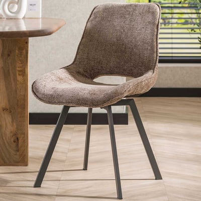 Chaise de salle à manger pivotable Nuria - tissu chenille champagne