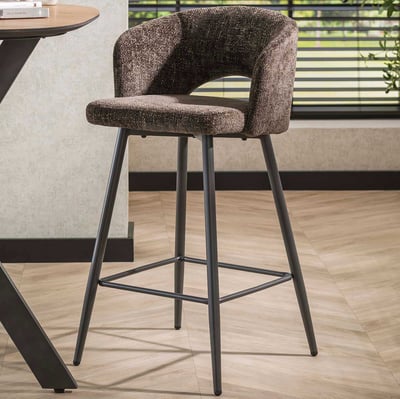 Chaise de bar Sieglinde - 51x50x94cm - tissu bouclé marron