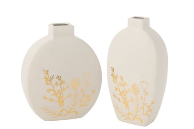 Vase fleur dessin porcelaine or/blanc large assortiment de 2