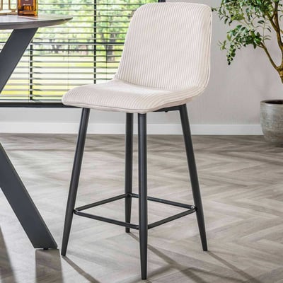 Chaise de bar Rock - 45x50x99cm - corduroy blanc