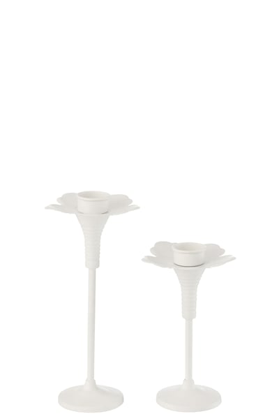 Set de 2 porte-bougie oldies metal blanc Set de 2 porte-bougie oldies metal blanc