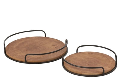 Set de 2 plateau mdf/fer naturel/noir
