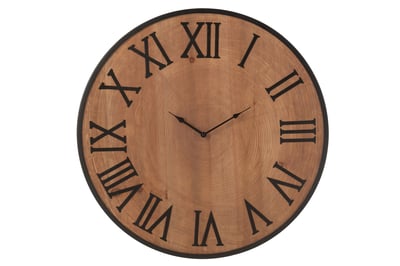 Horloge murale nue mdf/fer naturel large