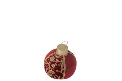Boule décorative motifs polyfoam/textile rouge/or medium