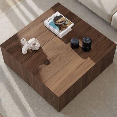 Table Basse Prizma - 100% MDF - Noyer - 35 x 90 x 90 cm