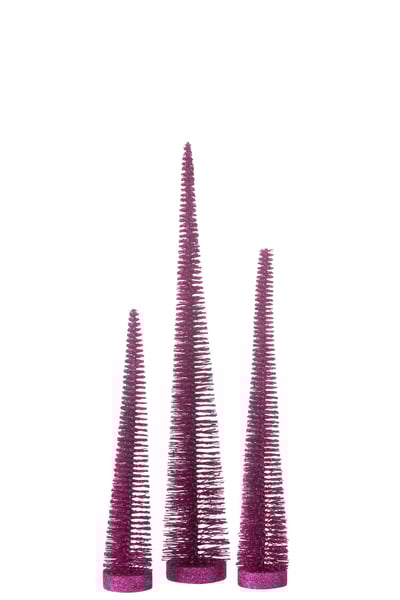 Boite de 3 sapin de noël décoratif paillettes plastique fuchsia Boite de 3 sapin de noël décoratif paillettes plastique fuchsia