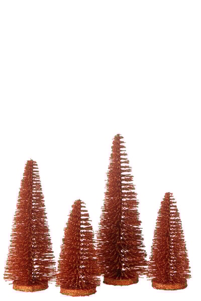 Boite de 4 sapin de noël décoratif paillettes plastique cuivre Boite de 4 sapin de noël décoratif paillettes plastique cuivre
