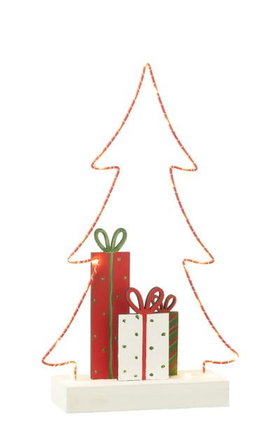 Sapin+cadeaux led blanc/rouge/vert large