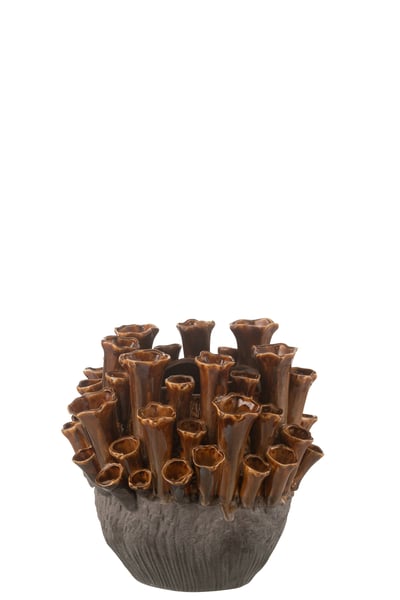 Vase anemone porcelaine marron/gris small Vase anemone porcelaine marron/gris small