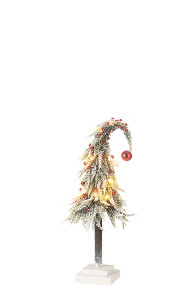 Sapin de noel bonnet+led artificiel neige vert/rouge medium Sapin de noel bonnet+led artificiel neige vert/rouge medium