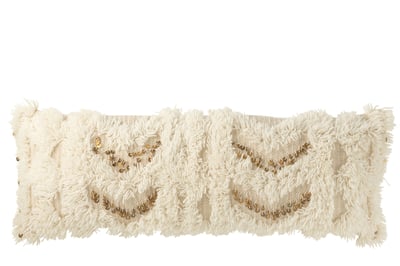 Coussin rectangle flèches sequin laine/coton crème/or Coussin rectangle flèches sequin laine/coton crème/or