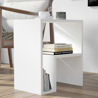 Table d'appoint moderne blanche | 100% panneau de particules mélaminé