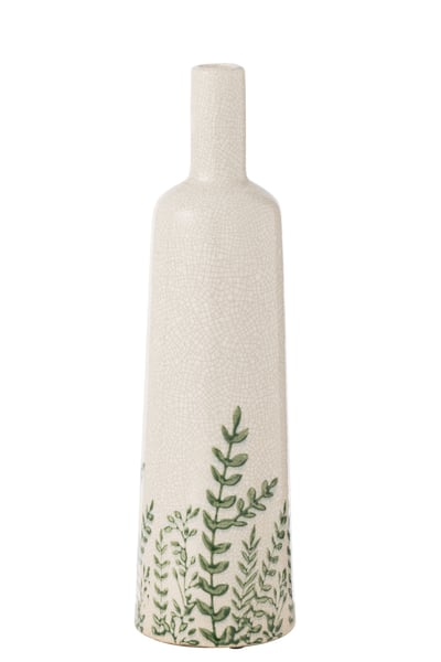 Vase ferny bouteille vert/blanc large