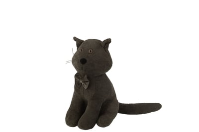 Cale-porte chat noeud papillon bouclé gris foncé Cale-porte chat noeud papillon bouclé gris foncé