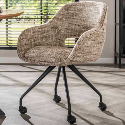 Chaise de salle à manger Spring - 60x62x82cm - avec roulettes - sable