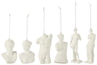 Boite 6 suspension statue romaine resine blanc