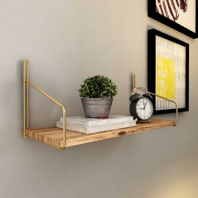 Dekoratif Duvar Rafı Étagère murale | BOIS | Doré, Marron