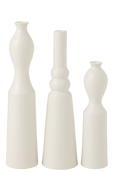 Set 3 vase leia porcelaine mat blanc