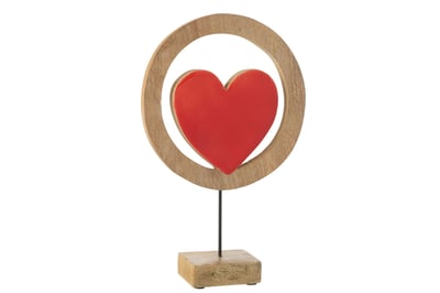 Coeur cercle sur pied bois de manguier rouge large