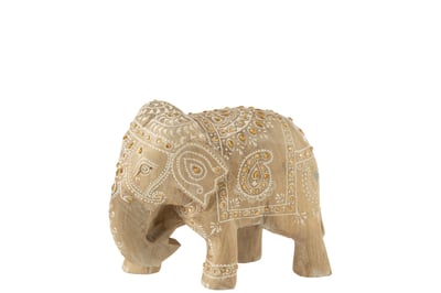 Elephant perles bois de manguier naturel/blanc large Elephant perles bois de manguier naturel/blanc large