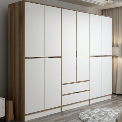 Armoire Elina - 100% MELAMINE - Doré - 277 x 208 x 52 cm