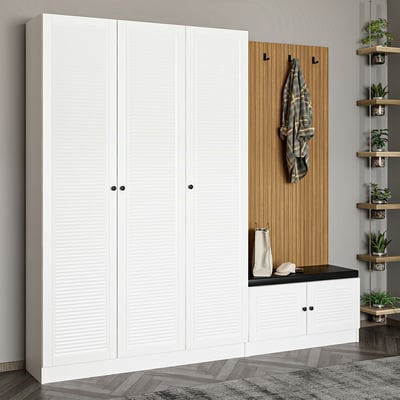 Noah HS20 Meuble d'entrée | 100 % MÉLAMINE | Blanc Noah HS20 Meuble d'entrée | 100 % MÉLAMINE | Blanc